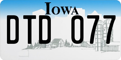 IA license plate DTD077