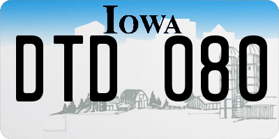 IA license plate DTD080