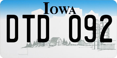 IA license plate DTD092