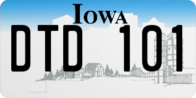 IA license plate DTD101