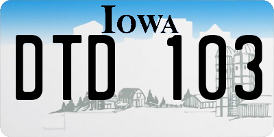 IA license plate DTD103