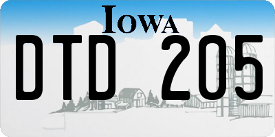 IA license plate DTD205