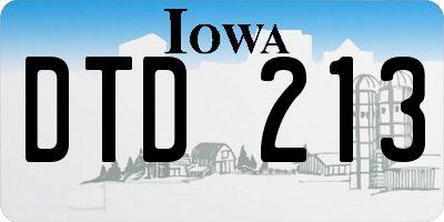 IA license plate DTD213
