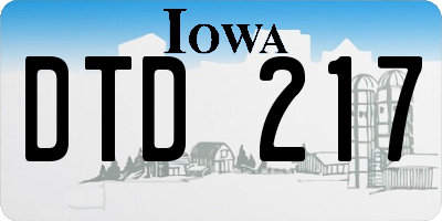 IA license plate DTD217