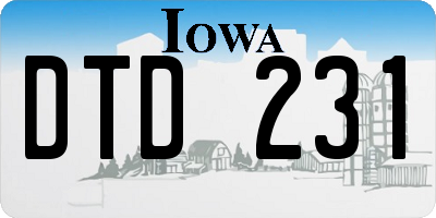 IA license plate DTD231