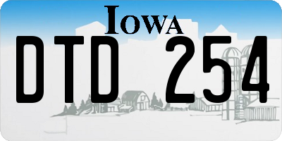 IA license plate DTD254
