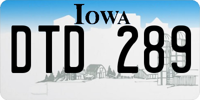 IA license plate DTD289