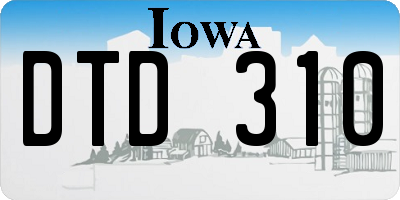 IA license plate DTD310