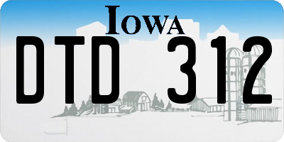 IA license plate DTD312