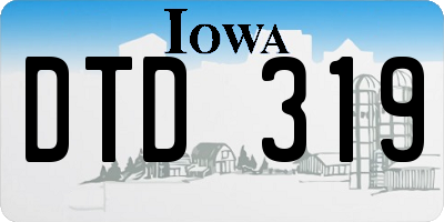 IA license plate DTD319