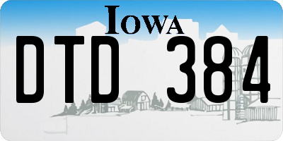 IA license plate DTD384