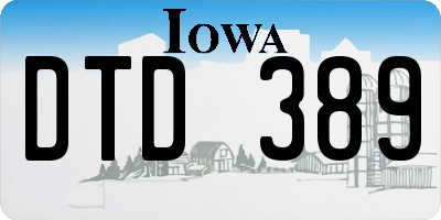 IA license plate DTD389