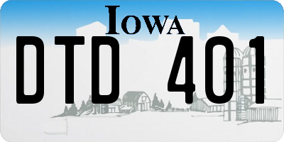 IA license plate DTD401