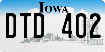 IA license plate DTD402