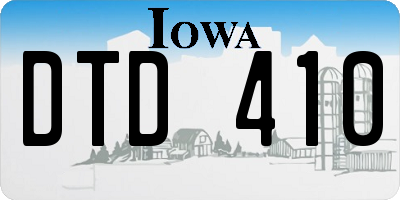 IA license plate DTD410