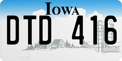 IA license plate DTD416