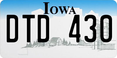 IA license plate DTD430