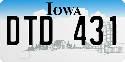 IA license plate DTD431