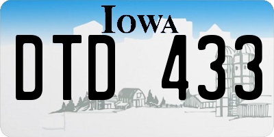 IA license plate DTD433