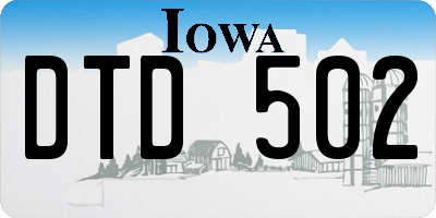 IA license plate DTD502