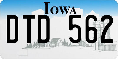 IA license plate DTD562