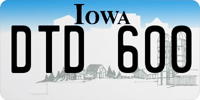 IA license plate DTD600