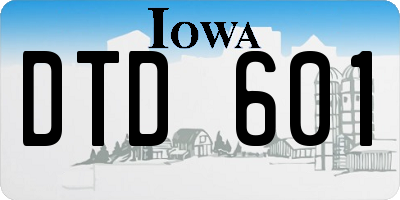 IA license plate DTD601