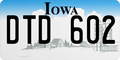 IA license plate DTD602