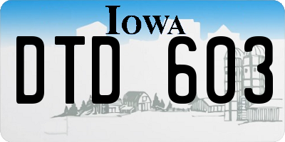 IA license plate DTD603