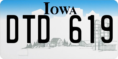IA license plate DTD619