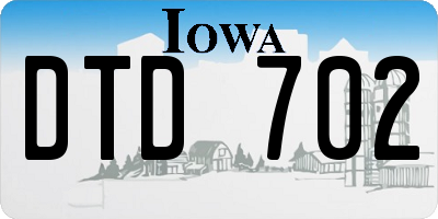 IA license plate DTD702