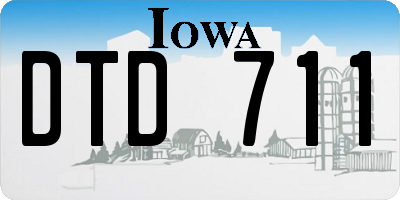 IA license plate DTD711