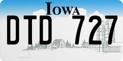 IA license plate DTD727