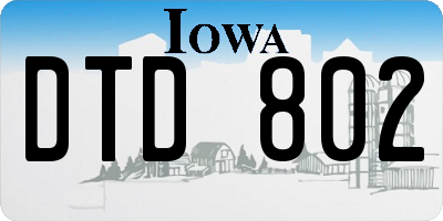 IA license plate DTD802