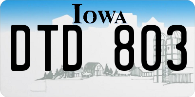 IA license plate DTD803