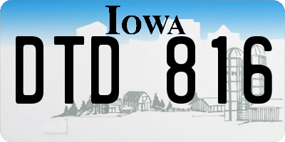 IA license plate DTD816