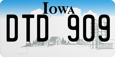 IA license plate DTD909