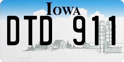 IA license plate DTD911