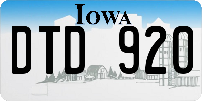 IA license plate DTD920