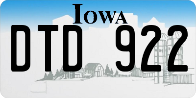 IA license plate DTD922