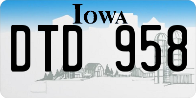 IA license plate DTD958