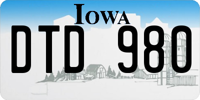 IA license plate DTD980