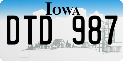 IA license plate DTD987