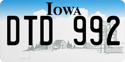 IA license plate DTD992