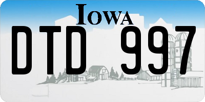 IA license plate DTD997
