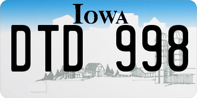 IA license plate DTD998