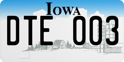 IA license plate DTE003