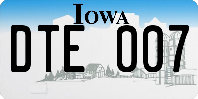 IA license plate DTE007