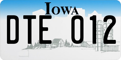IA license plate DTE012