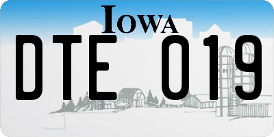 IA license plate DTE019